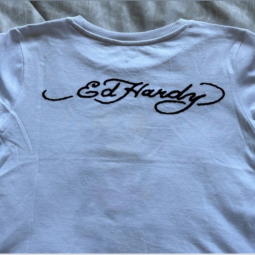Ed Hardy White baby Tee with Colorful Tattoo Design - Picture 4 of 5